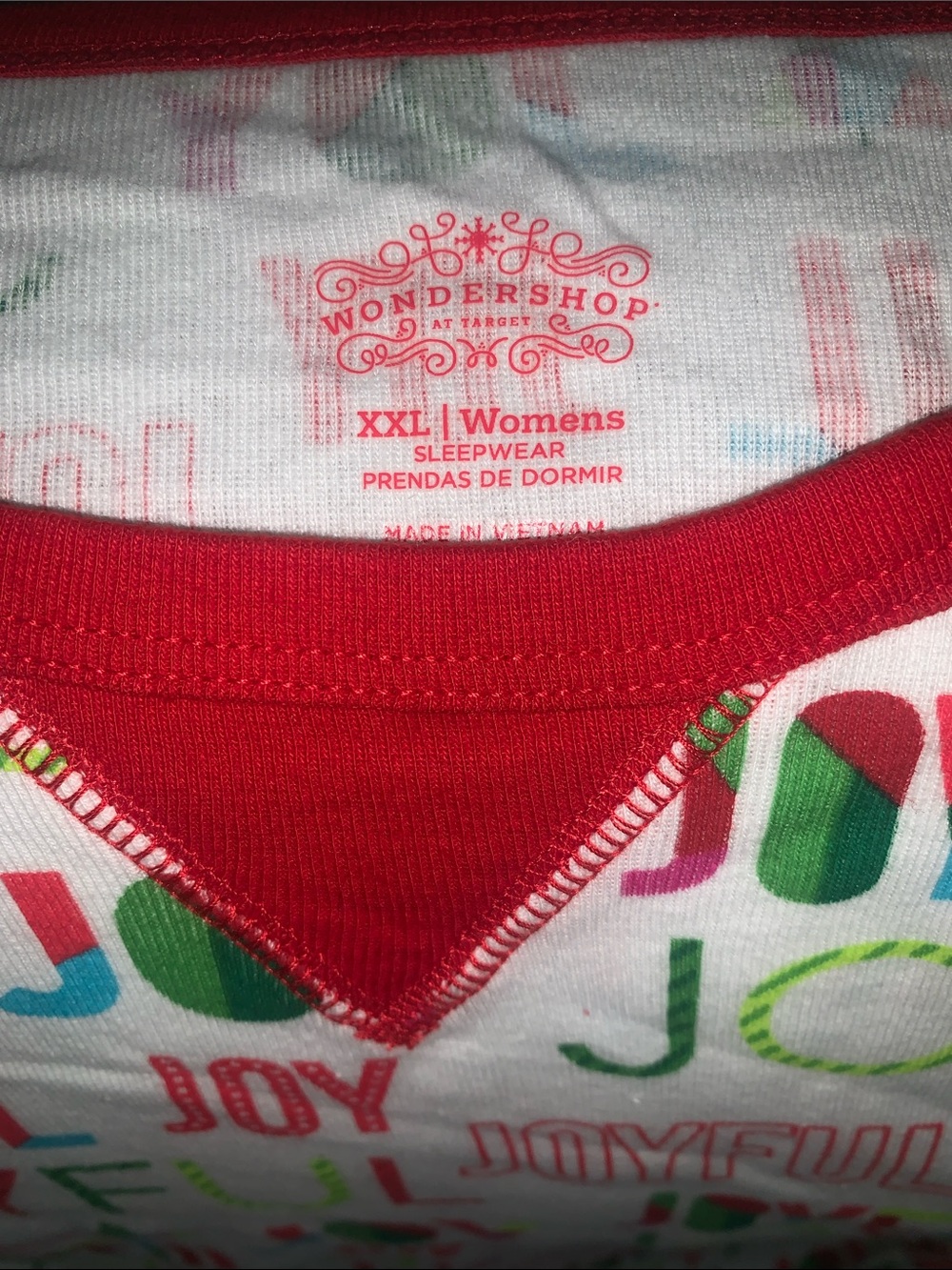 🆕-Wondershop Women’s Red-Trim 'Joyful' Multicolor Pajama Set - Picture 2 of 6